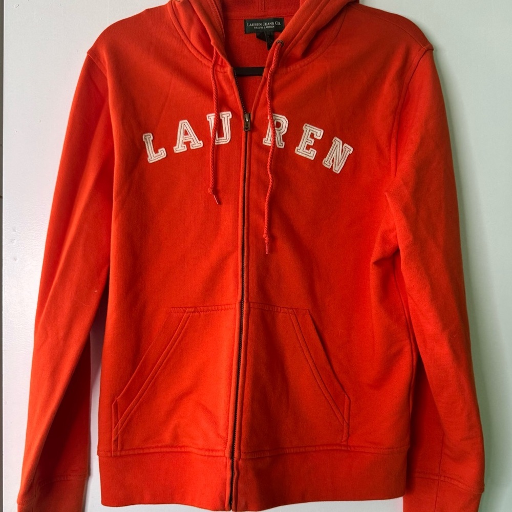 Vintage  Ralph Lauren-Lauren Jean's Co Orange Zip Up Hoody Sz M women's
